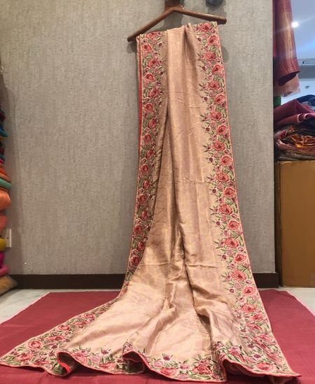 Dola Silk Zari Weaving with Embroidery Saree