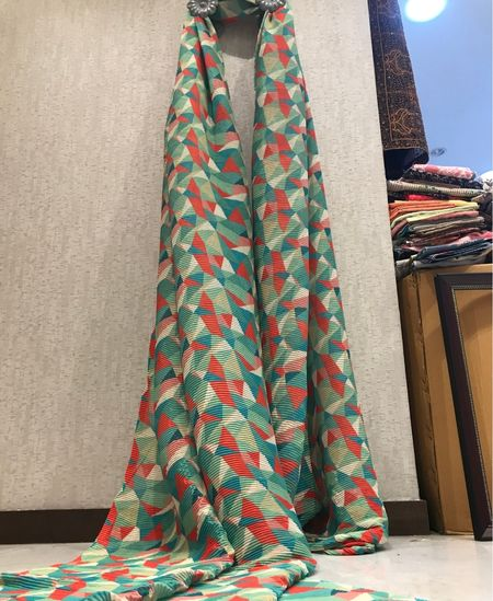Crush Pleated Printed Fabric